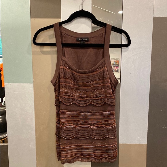 White House Black Market Tops - WHBM Brown Metallic Knit Tank Top
